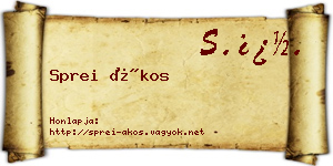 Sprei Ákos névjegykártya